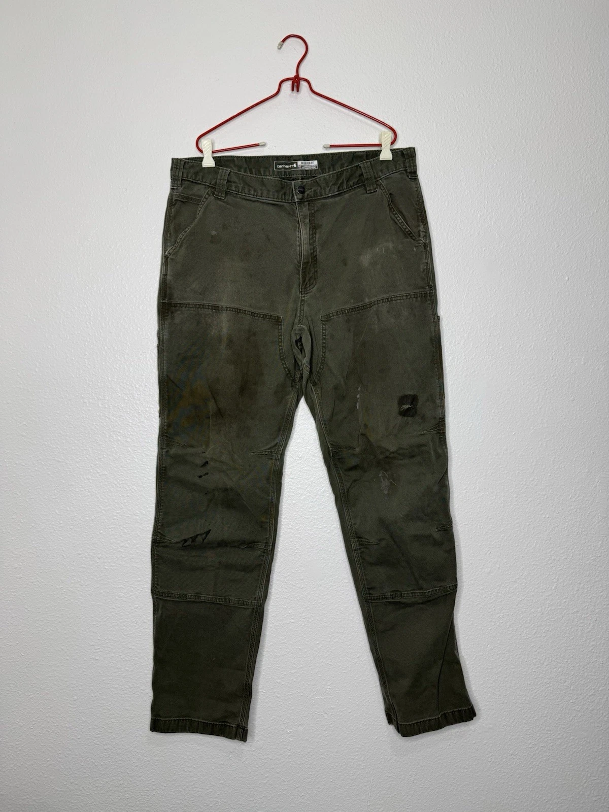 Carhartt Double Knee Rugged Flex Relax Fit Work Pants 38x34 BN2802-M Green Moss