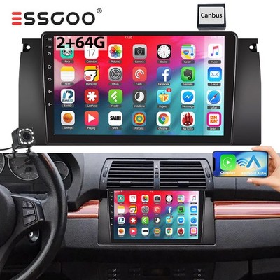 2+64G Android 15 Autoradio Carplay GPS Navi BT RDS +Kam Für BMW 5er E39 7er E38