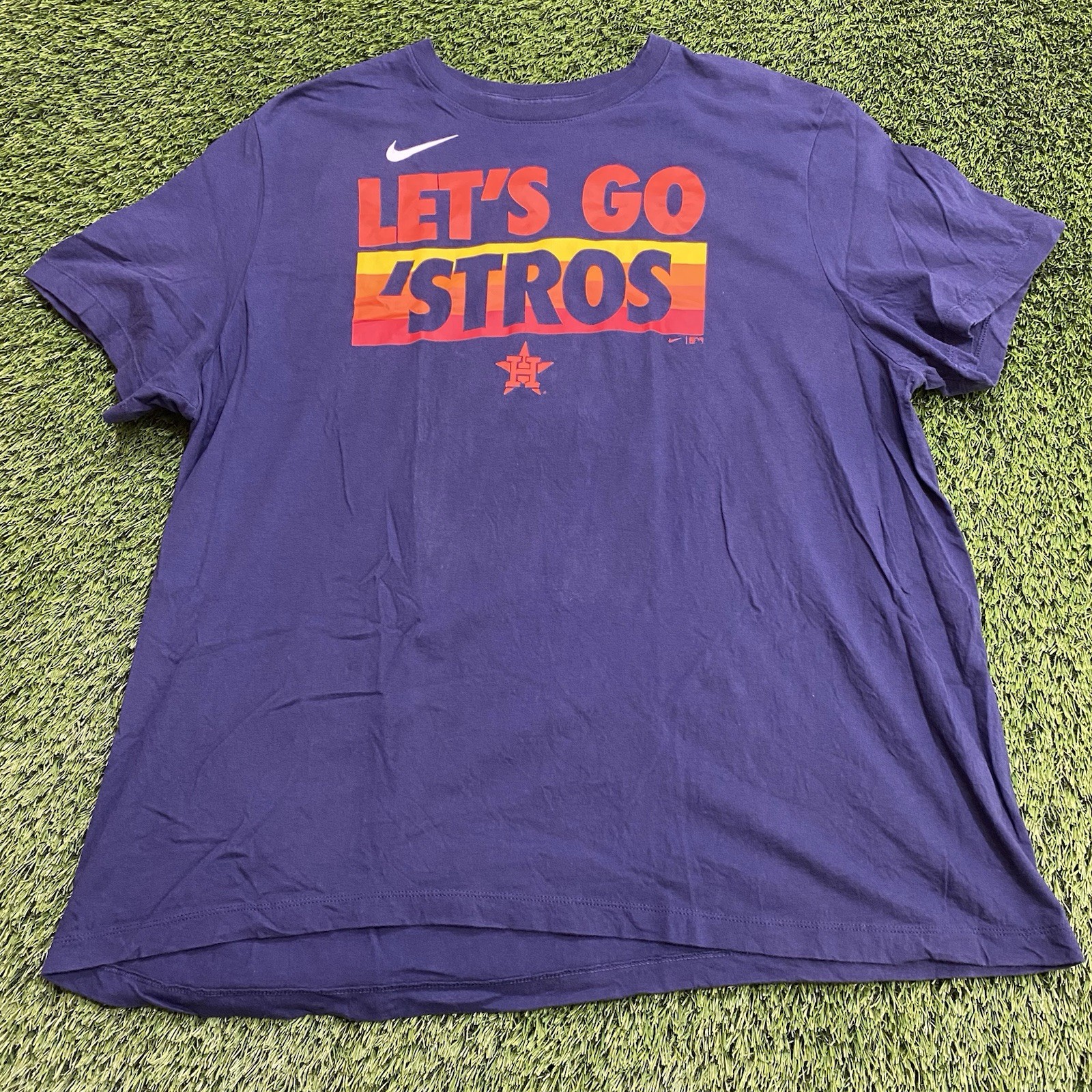 Nike Houston Astros Lets Go ‘Stros Mens Navy Blue 2XL T-Shirt Baseball MLB N199P