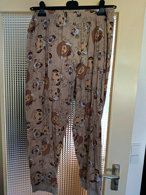 Primark Damen Pyjamahose Capri beige Disney Simba Timon Pumbaa Gr. XL