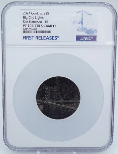 2024 Cook Islands $5 1oz Big City Lights San Francisco NGC PF70 Ultra Cameo F264