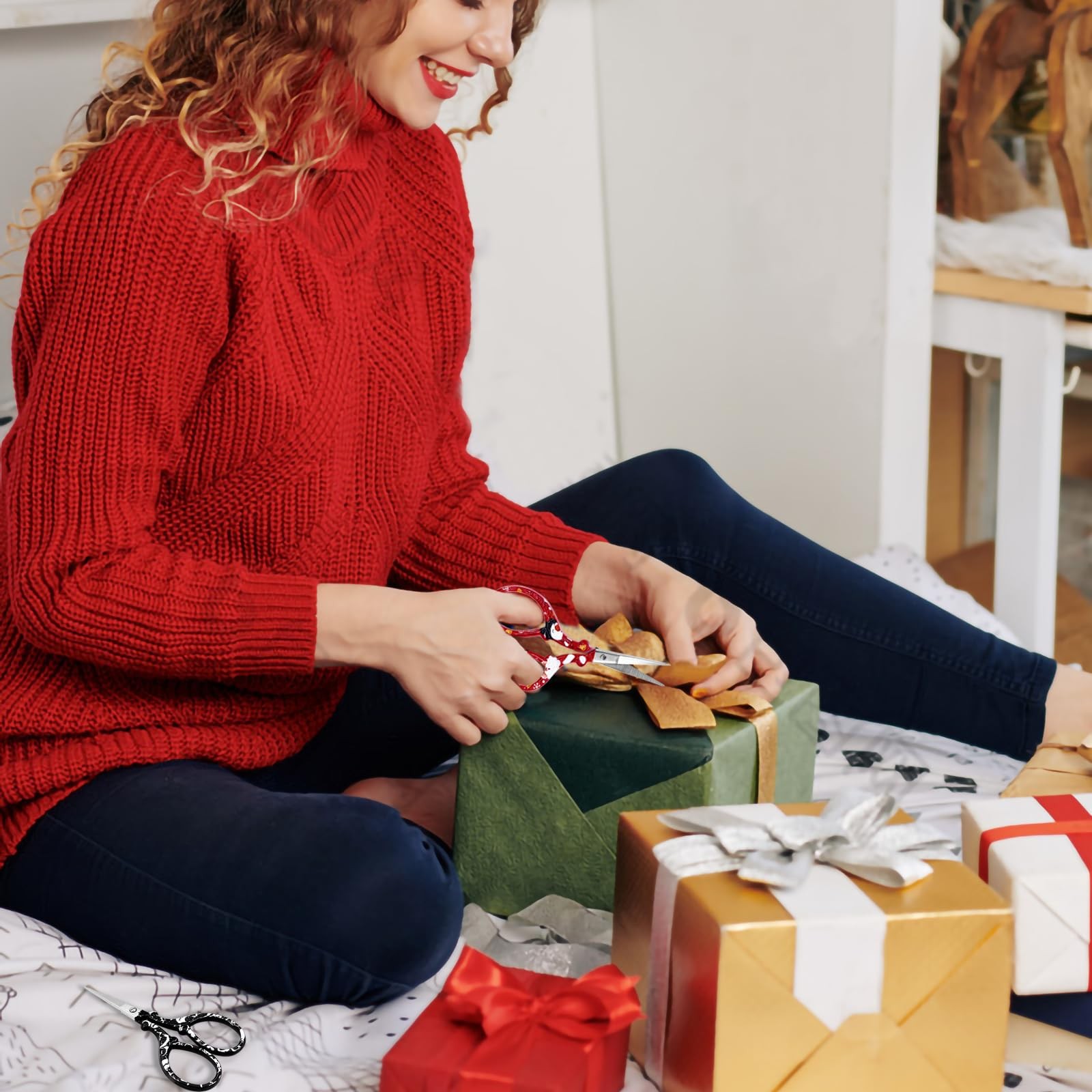 4Pairs 3.6inch Embroidery Scissors with Leather Cover Stainless Steel Sharp S...