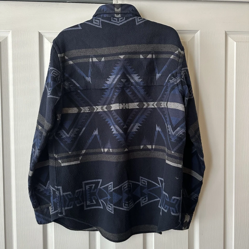 Винтажная сине-серая большая фланелевая рубашка Polo Ralph Lauren Aztec Western - Изображение 2 из 4