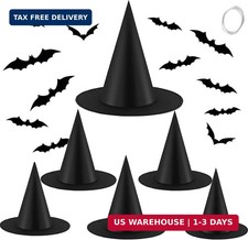 12pcs Halloween Witch Hats 12pcs 3D Bats Stickers - Costume Accessories for Pa