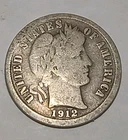 1912 Barber Silver Dime VG Very Good Circulated Condition