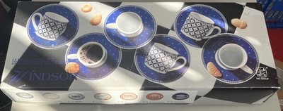 Kopin Indonesia feines Porzellan Windsor 6-teiliges Kaffeeservice mit Batikmotiv Design 