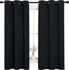 Pitch Black Solid Thermal Insulated Grommet Blackout Curtains/Drapes fo