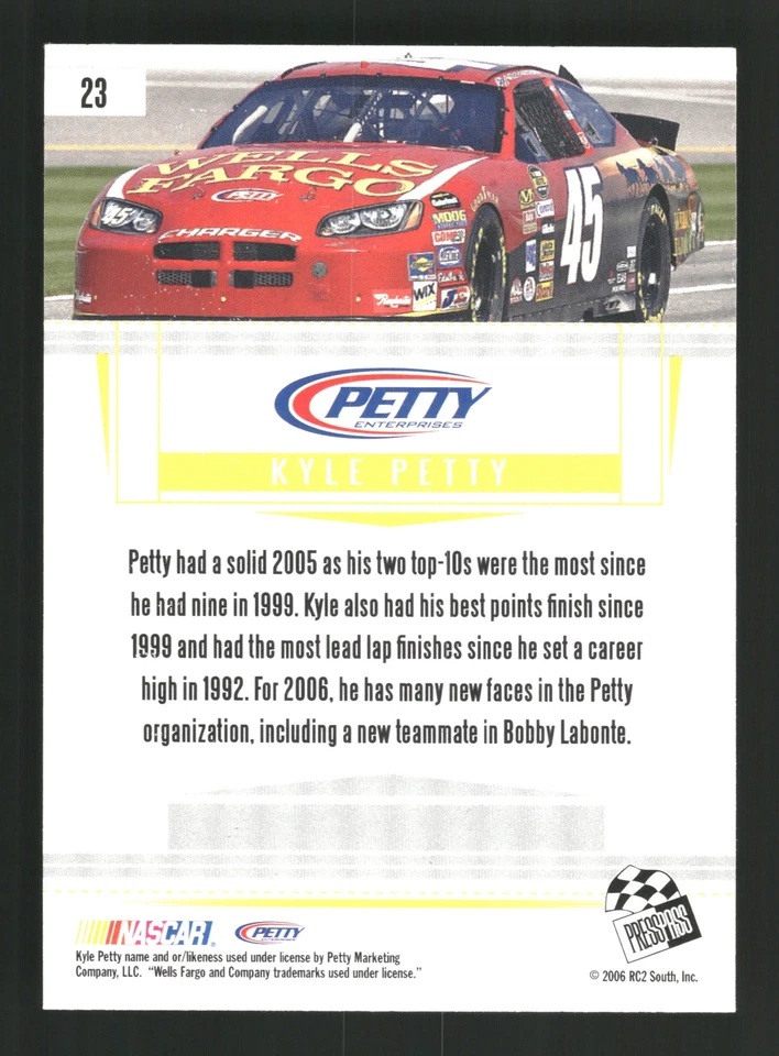 Kyle Petty 2006 Press Pass Premium #23 Petty Enterprises - Image 2 of 2