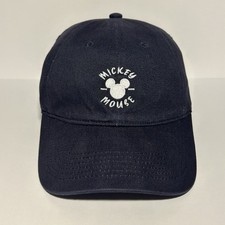 Disney Mickey Mouse Front Logo Dad Hat Strapback Adjustable Black Baseball Cap