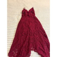 Lulus EAD 50025 Berry Wine Floral Lace High-Low Maxi Dress Small