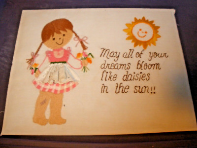 Finished Needlepoint Picture ''May all of your dreams bloom like daisies in the S