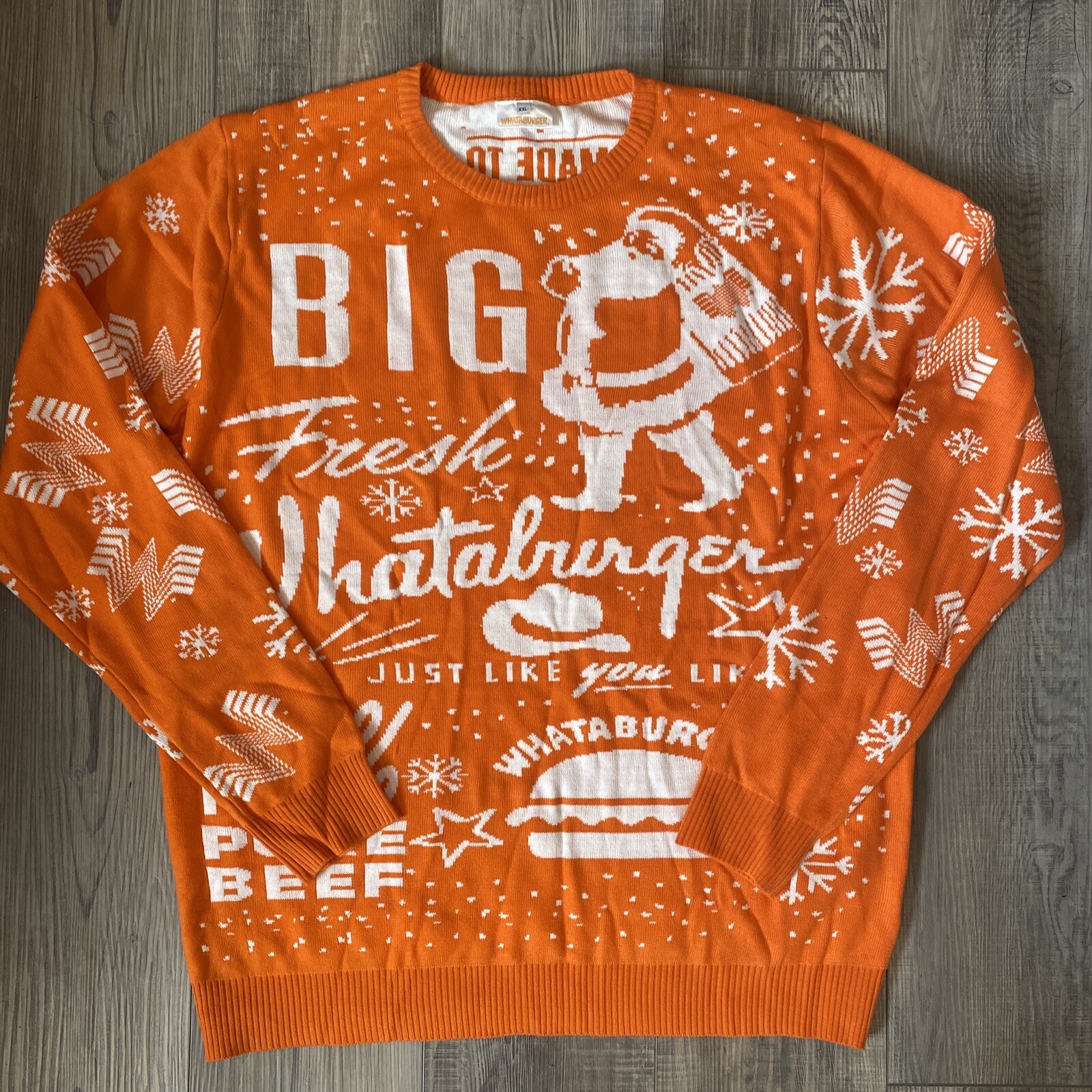 WHATABURGER Orange White Ugly Christmas Unisex Sweater Size XXL | eBay
