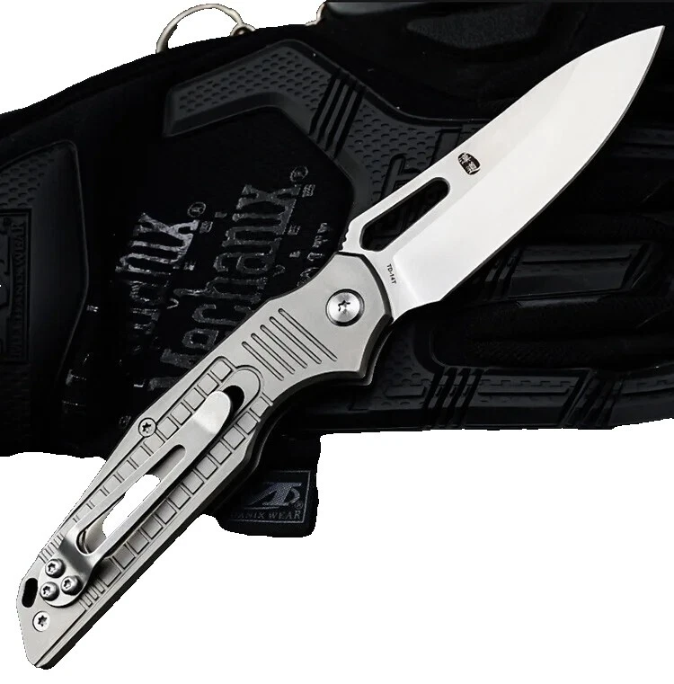 Hoja de acero al carbono Mango De Titanio táctico Cuchillos plegables de colección