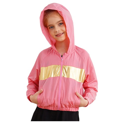 Kids Girls Sweatshirt Lightweight Jacket Full Zip Blouse Hoodie Top Hooded Coat - Picture 8 of 86