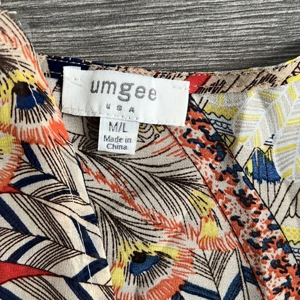 UMGEE Kimono Talla M/L Western Pom Ribete Transparente Ligero Festival Boho Envoltura Foto 4 de 4