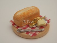 Dolls House Food: White Tin Loaf Of Bread And Butter Board -by Fran Dolls House Food: White Tin Loaf Of Bread And Butter Board -by Fran