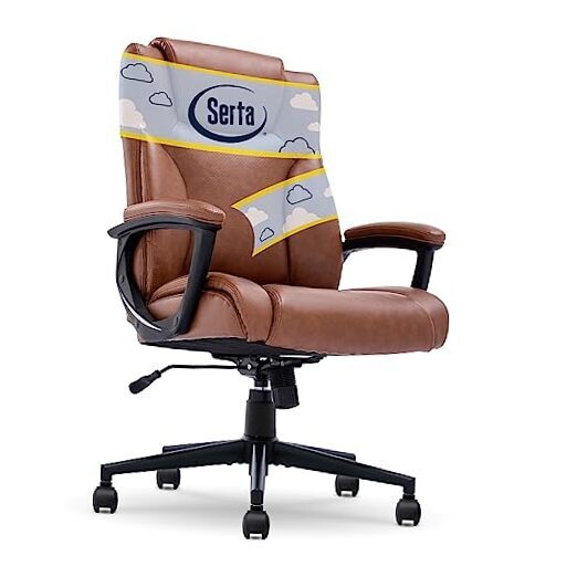 Executive High Back Office Chair with Lumbar Support Ergonomic Cognac