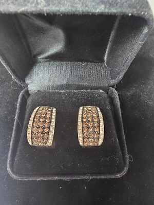 Bourbon Colored & Diamond Looking Earrings