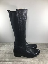 Womens Frye 74163 Molly Gore Tall Black Leather Knee-High Riding Boots Size 7 B