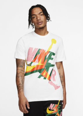 Men's Nike Air Jordan Jumpman Classsics HBR White Orange Green Tee - Main Image