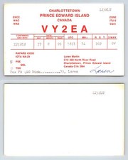Ham Radio QSL QSO Postcard VY2EA, Charlottetown, Prince Edward Island, Canada