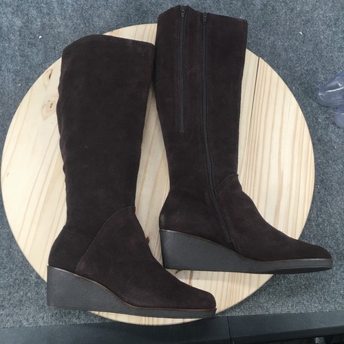 Aerosoles Boots Womens 11 M Binocular Tall Knee High Brown Leather Wedge Zip