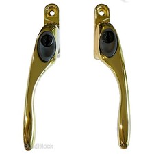 uPVC Cranked Window Handle Gold locking offset espag double glazing crank pvc