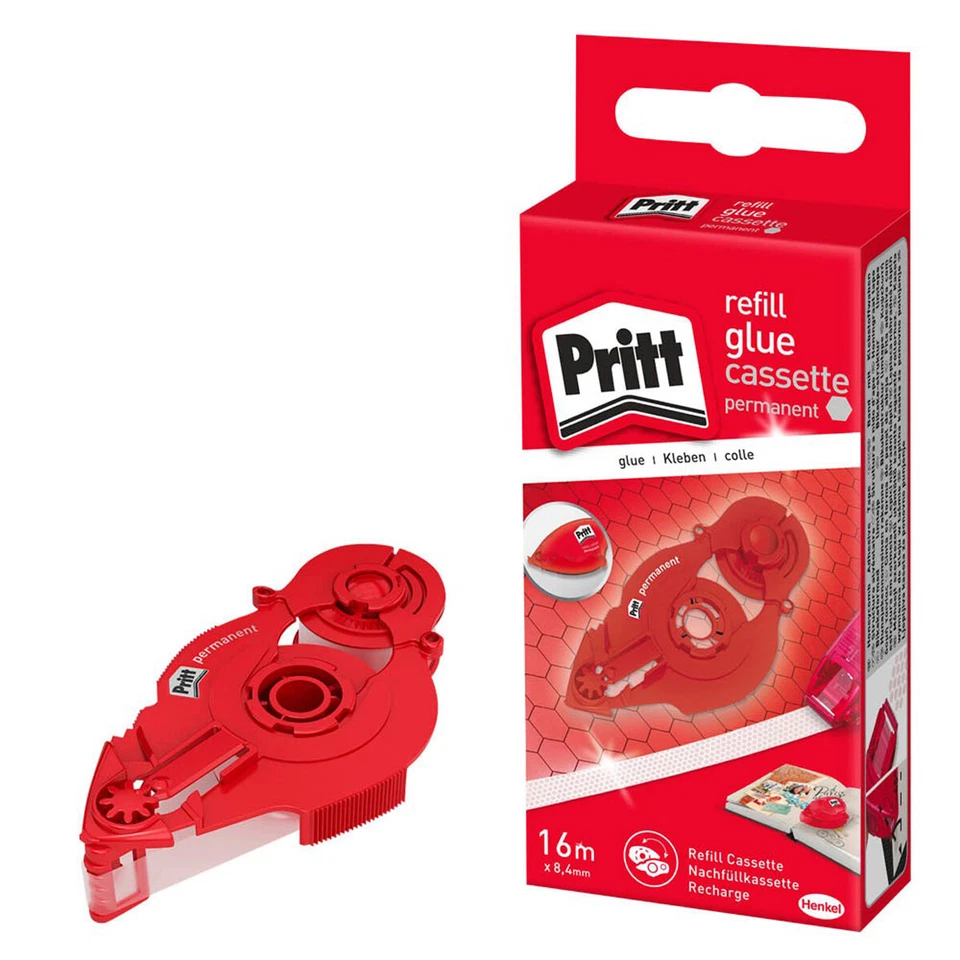 KLEBEMITTEL Pritt Kleberoller permanent Refill Nachfüllkassette 16m x 8.4mm