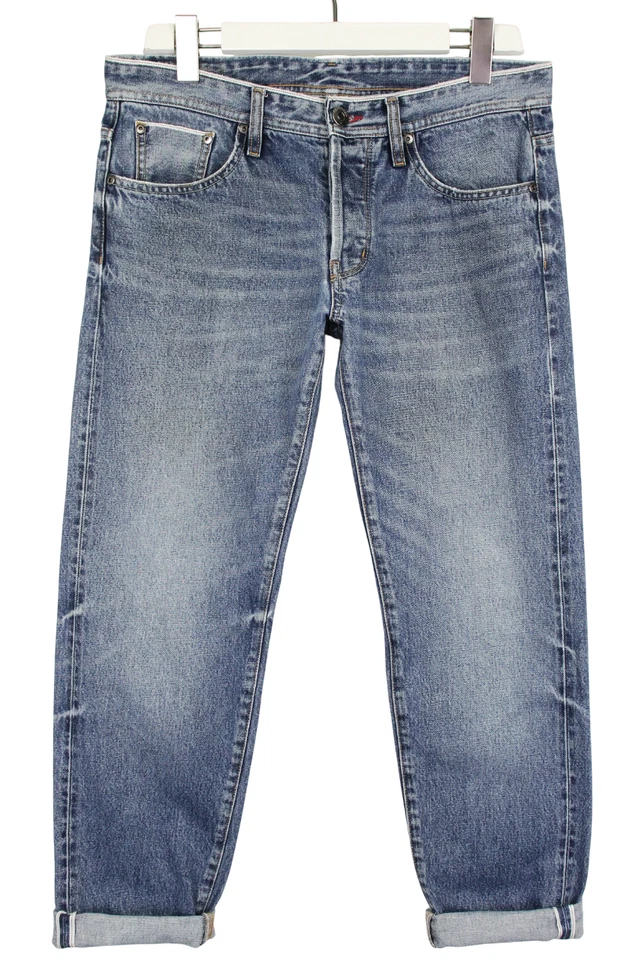 Chevignon Rider Herrenjeans W31 Selvedge Blau Denim Whiskers Knopf Fly - Bild 4 von 4