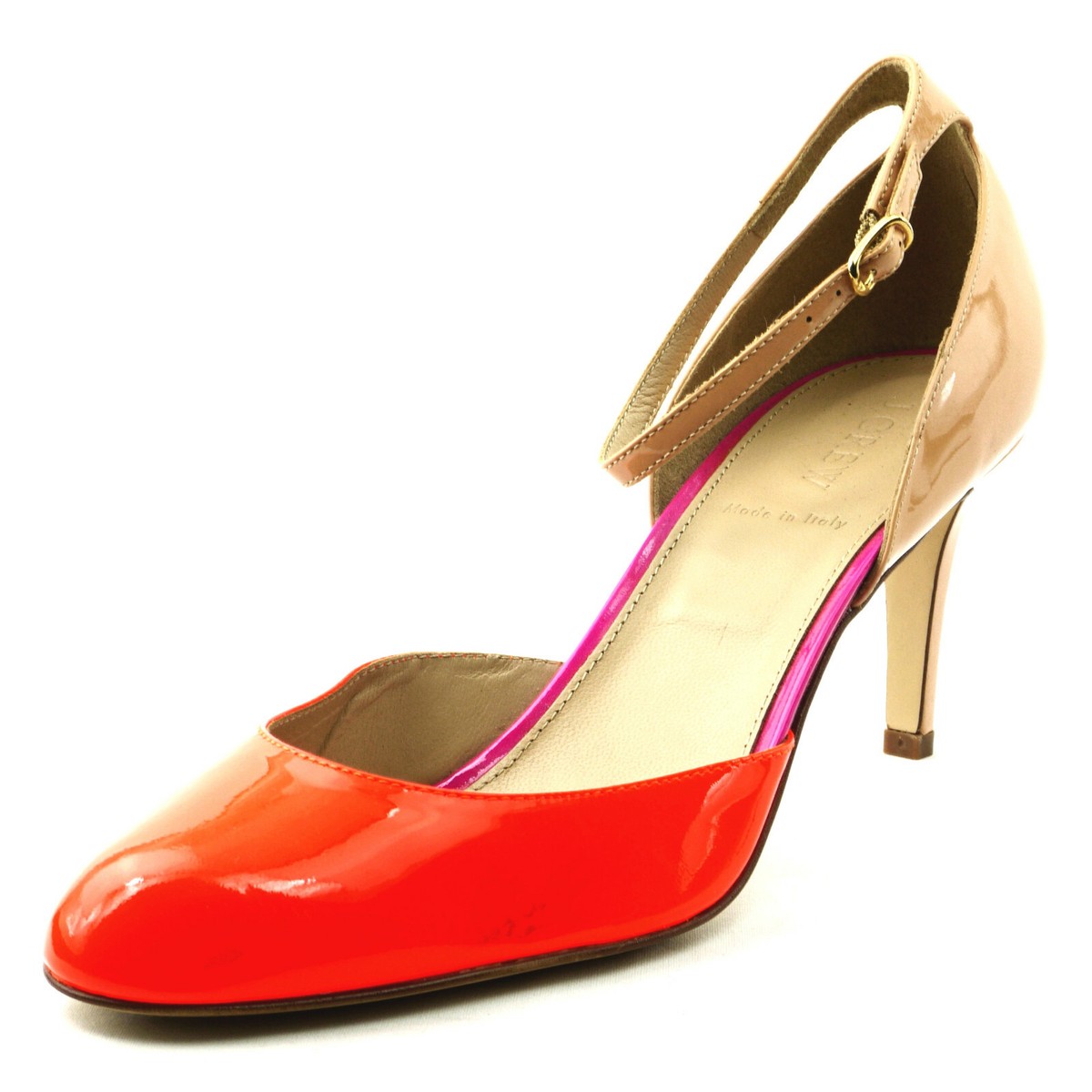 NEW Nude Orange J.CREW D'Orsay Patent Leather Ankle Strap Pumps 3