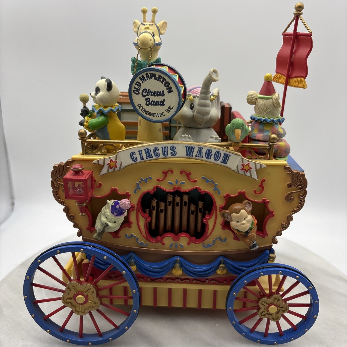 Vtg Enesco Workin' For Peanuts Lighted Action Musical Circus Wagon