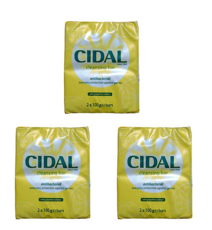 6 x 100g CIDAL Antibacterial Soap Cleansing Bar With Grapefruit Extract