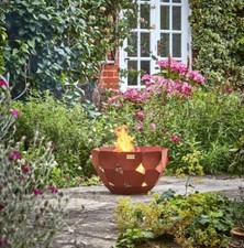 Ivyline Outdoor Metal Industrial Firebowl in Rust