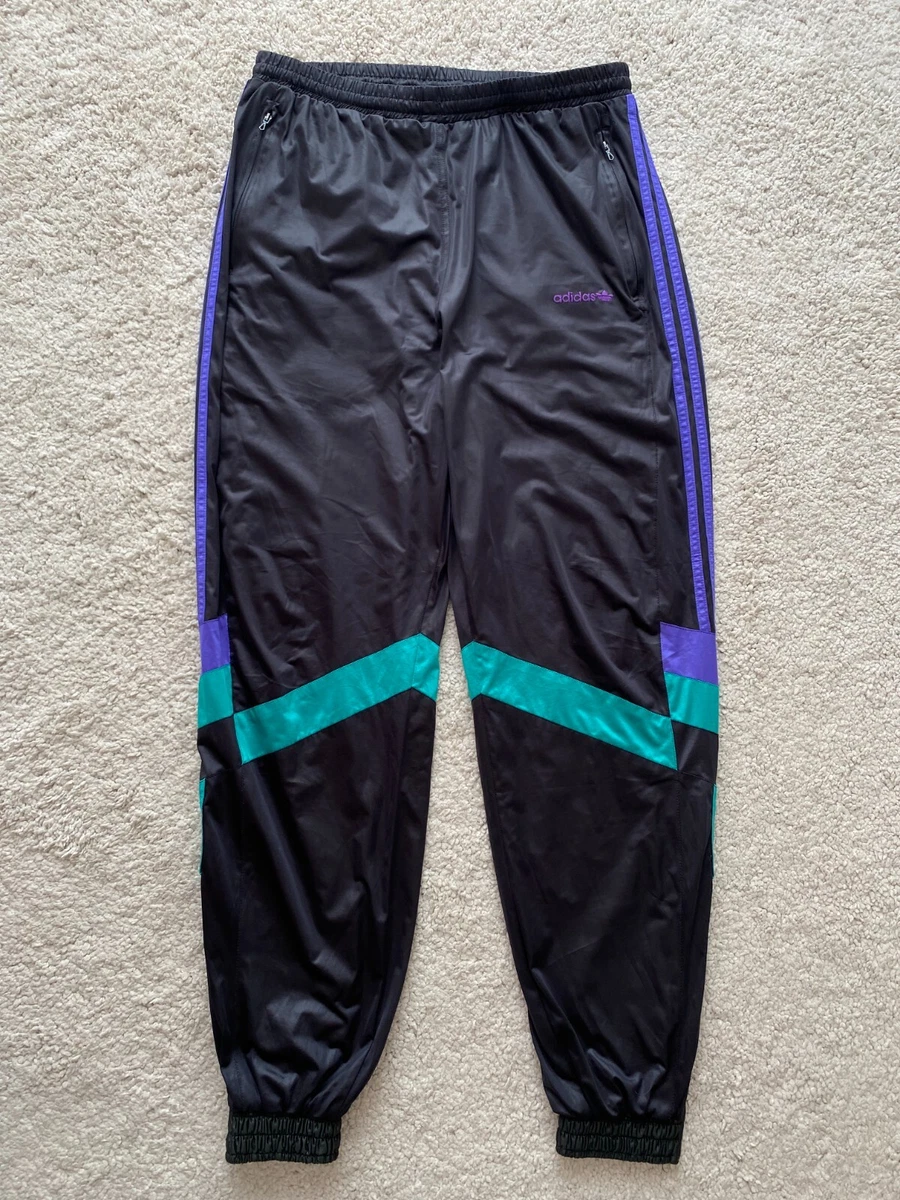 Adidas Originals 90 s Vintage Track Pants Trousers Black Shiny