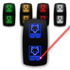 CUSTOM SWITCH ON-OFF-ON - Etched Rocker Switch 7 Pin  - Dual Function (5 Colors)