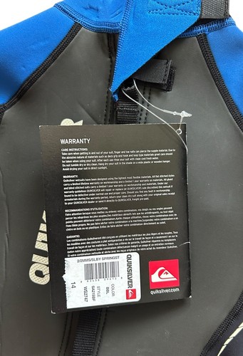 Quicksilver Syncro Shorty Shortie Surf Wetsuit Black Blue Hyperstretch Size 14 - Picture 7 of 8