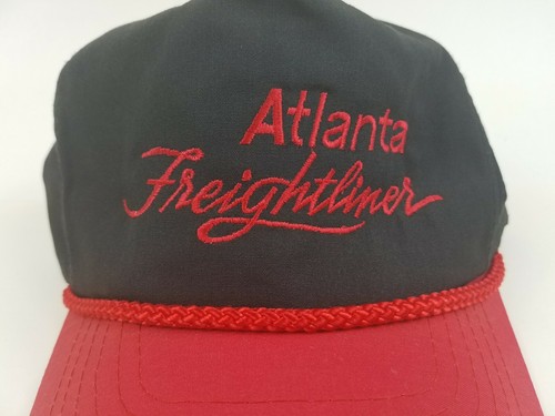 Vintage Atlanta Freightliner Rope Front Trucker Hat Strapback Cap Otto Black Red - Picture 4 of 8