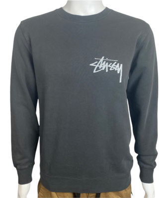 Stussy Mens Stock Pigment Dyed Crew Neck - Black / Slate