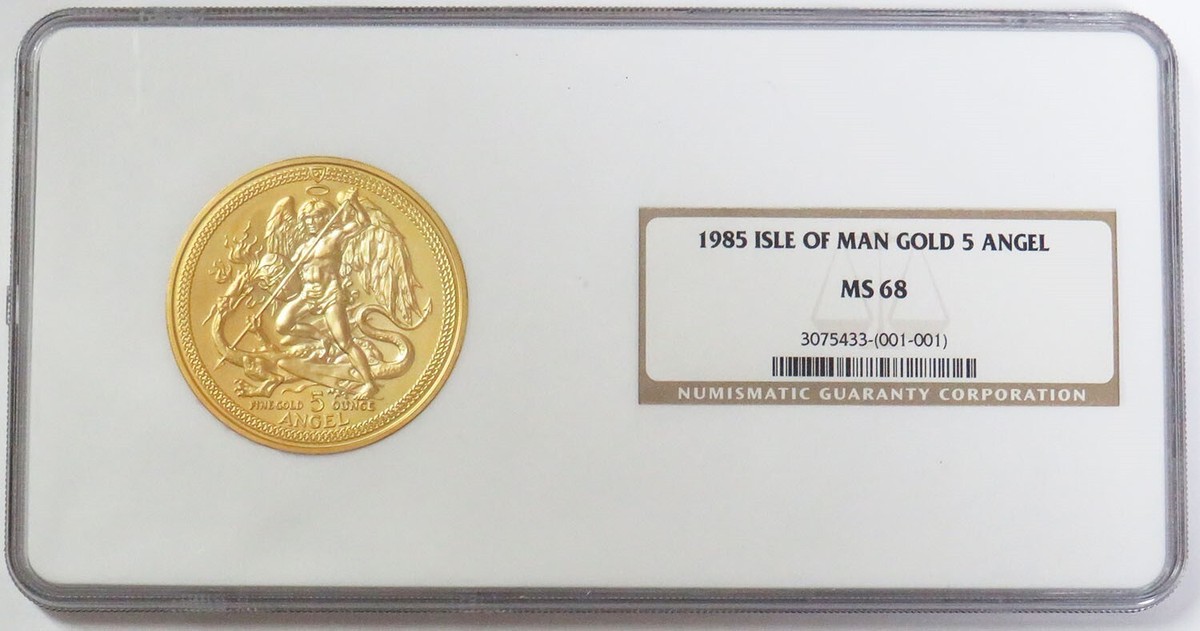 1985 GOLD 104 MINTED ISLE OF MAN 5oz DRAGON SLAYER ARCHANGEL