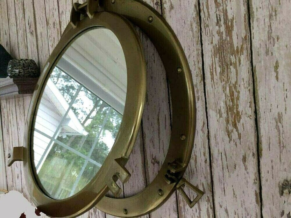 20"Porthole Nautical Cabin Wall Decor Porthole Mirror Antique Brass