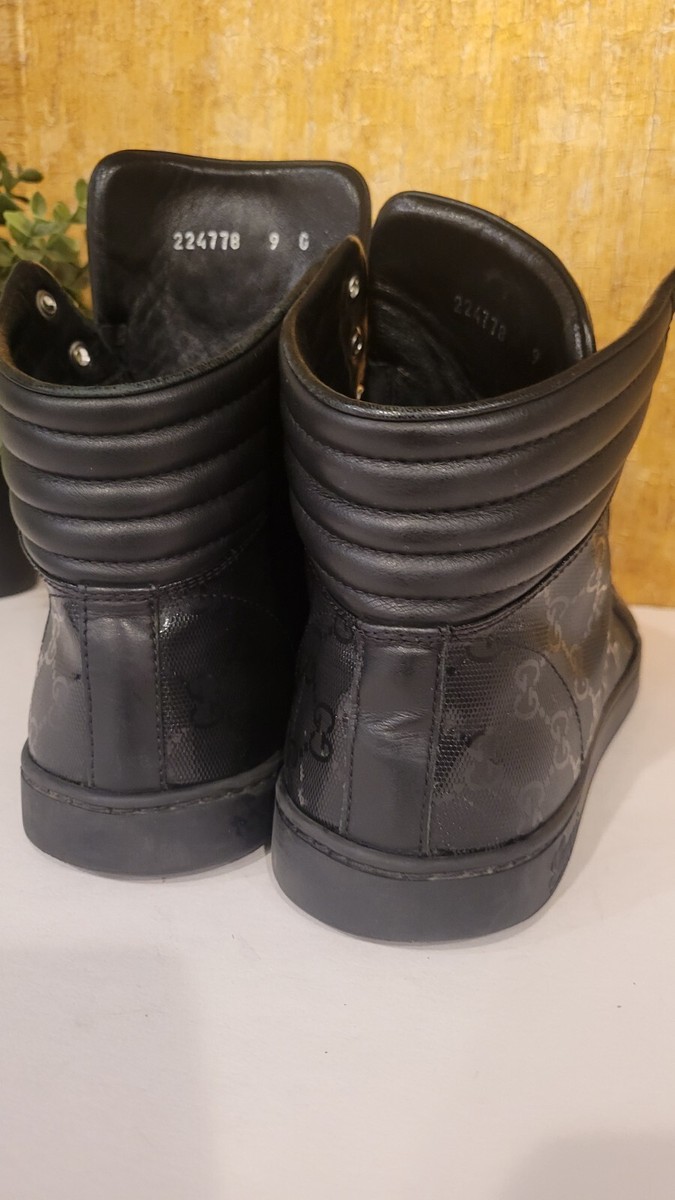 Authentic Gucci Black GG Monogram High Top Sneakers Size 9 Authentic Gucci Black GG Monogram High Top Sneakers Size 9