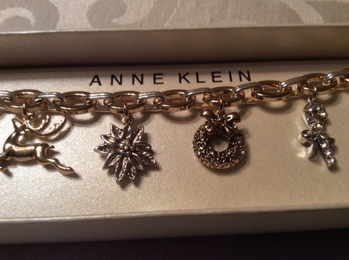 Lot 2 Gifts A Klein Christmas DESIGNER Bangle Charm Bracelet Candy Cane Reindeer