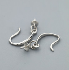 2 Pairs Solid 925 Sterling Silver Earring Findings Ear French Hook w Bail Mount