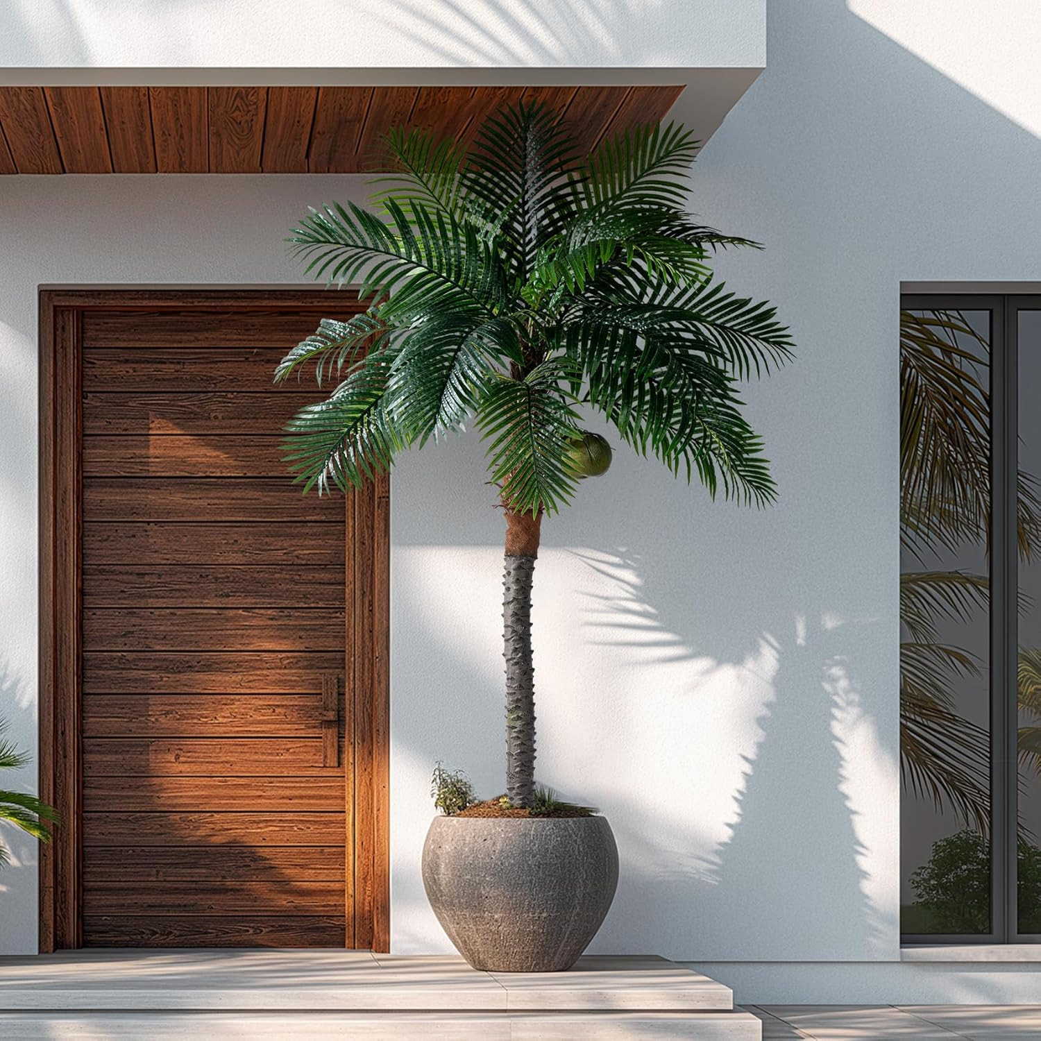 8.2FT Artificial Phoenix Palm Tree with Coconut Fruit Outdoor Indoor Decor Large