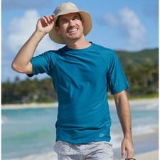 UV Skinz Short Sleeve Crew Sun  Swim Shirt Men 4XL Teal Blue UPF 50 Rash Guard