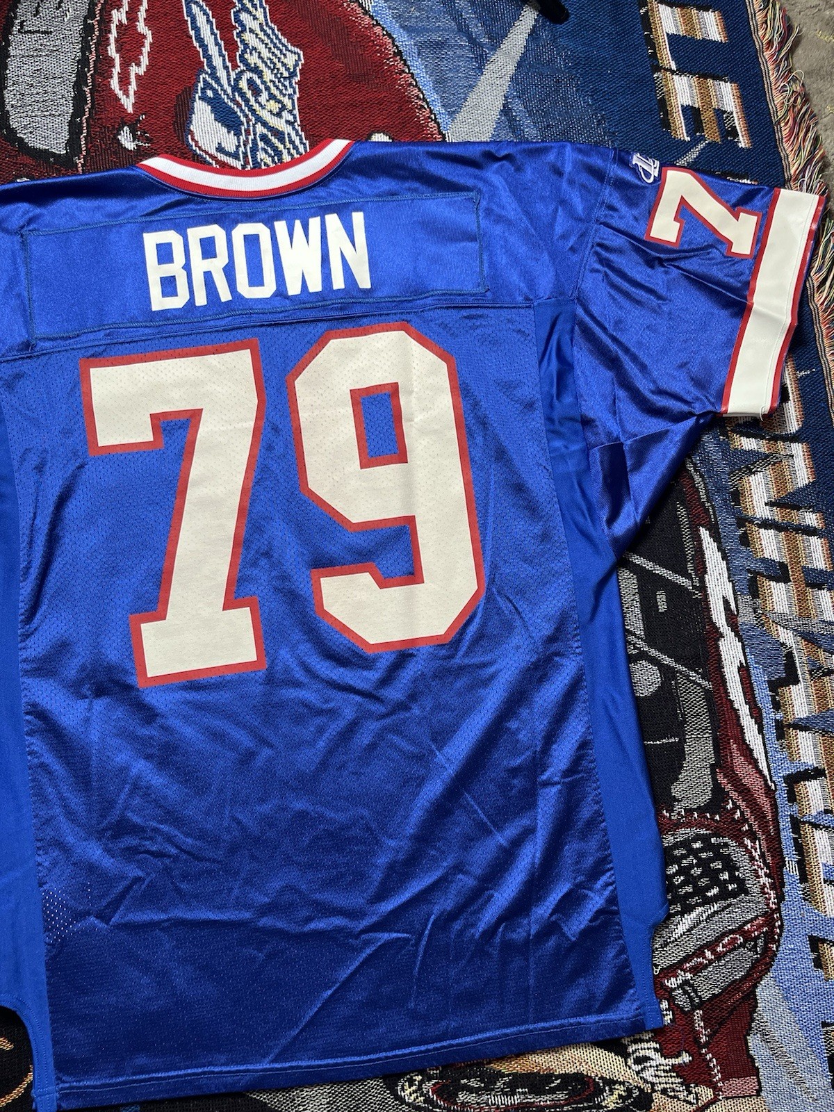 Vintage Buffalo Bills Logo Athletic Jersey Ruben Brown #79 Pro Cut Size 52