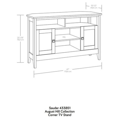 Sauder August Hill Engineered Wood Corner Entertainment Stand in Glacier White