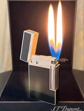 S.T.Dupont Black and Silver Lacquer S.T.Dupont Gas Lighter Body Line 2