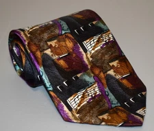 Vtg J Jerry Garcia Abstract Musical Notes Theme Necktie 55"x3.75" Silk Tie USA