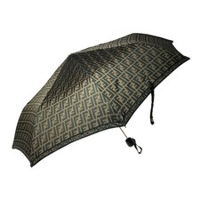 FENDI Zucca Folding Umbrella Brown Polyester Authentic Ready to Use Rare